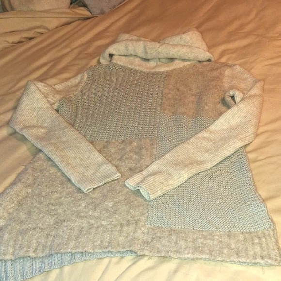 Market & Spruce Mixed Knit Chunky Turtleneck Sweater - Picture 1 of 7